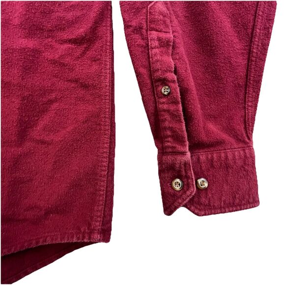 Vintage Lands End Chamois Flannel Shirt Men L Red Work Long Sleeve Chest Pockets - Picture 5 of 10
